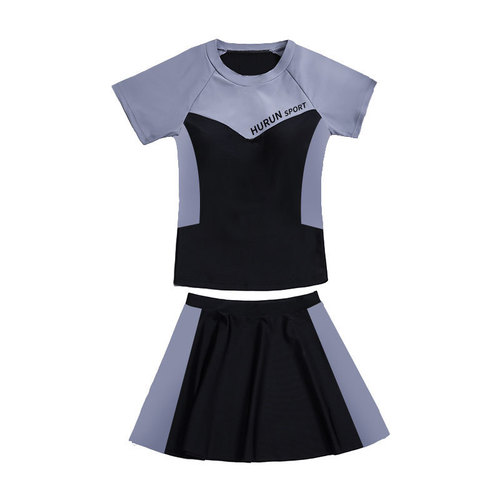 Hurun children's swimsuit for girls, middle and large children  new temperament student Korean sports split skirt swimsuit factory
