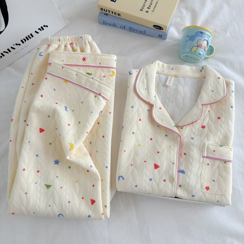 Algodón de aire al por mayor transfronterizo pijama intercalado de mujeres otoño invierno calentamiento algodón intercalado grueso cardigan dulce ropa de casa a cuadros