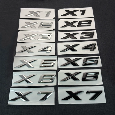 Suitable for Bmw X1X3X4X5X6X7 Word Mark X Series Car Rear Label Modified Rear Mark Bright Silver Bright Black Replacement