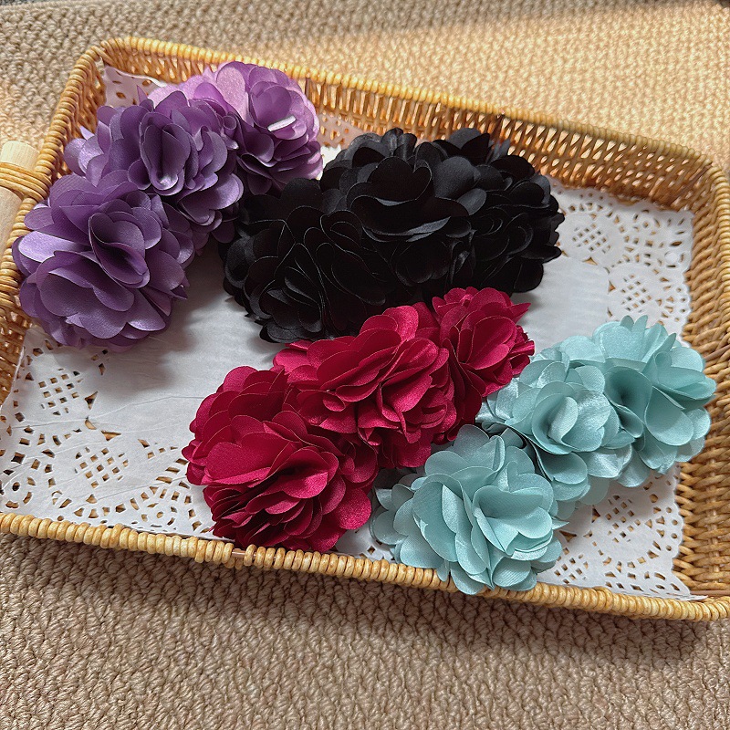 Vintage stijl wijnrode bloem haarclip elegante boho haarspeld_voghion.com