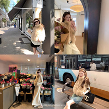 aaaaxbbb 旧金山暖潮 皮草马甲羊皮立领无袖短款时髦小众两色