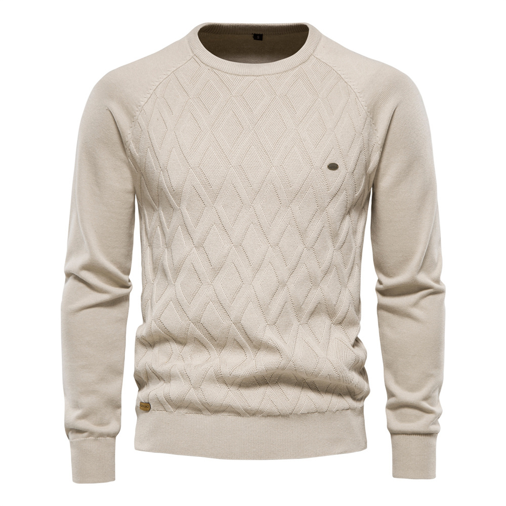 Hochwertiger 2024 Herbst- und Winterneuheiten Pullover aus reiner Baumwolle mit einfarbigem Strickpullover für Herren_voghion.com