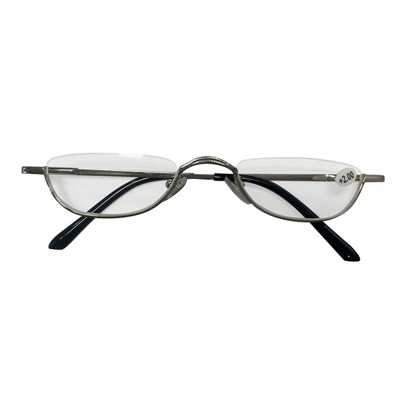 遠近両用老眼鏡、女性用半円形老眼鏡、折りたたみ式携帯用メタルフレーム老眼鏡、高齢者向け|undefined