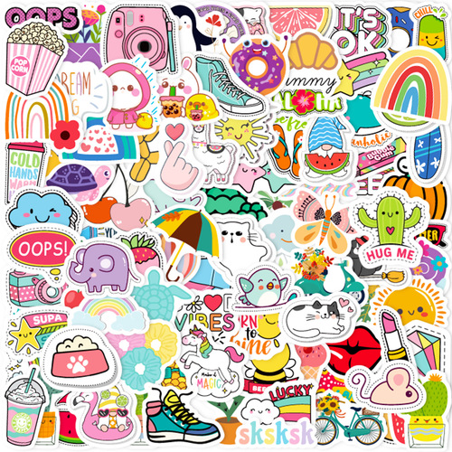 100 Small Size 4cm Fresh Camera Stickers for Amazon eBay Girls, Computer Waterproof Water Bottle Stickers