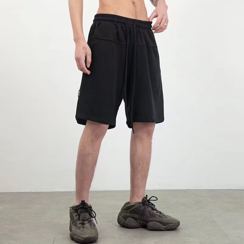 Pantalones cortos casuales de verano para hombres, marca de moda ins, color sólido, color de contraste simple, pantalones deportivos de cinco puntos colgantes rectos sueltos casuales