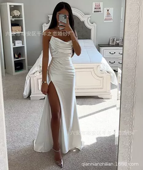 Платье-бандо для подружек невесты, без бретелей, длинное вечернее, приталенное, много цветов и размеров