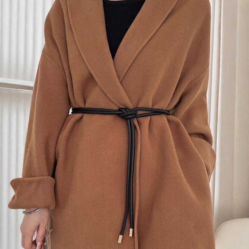 High-End Soft Leather Rope Knotted Belt for Women to Match Coats, Fashionable down Jackets, Decorative Sweaters and Skirts, Thin Belts