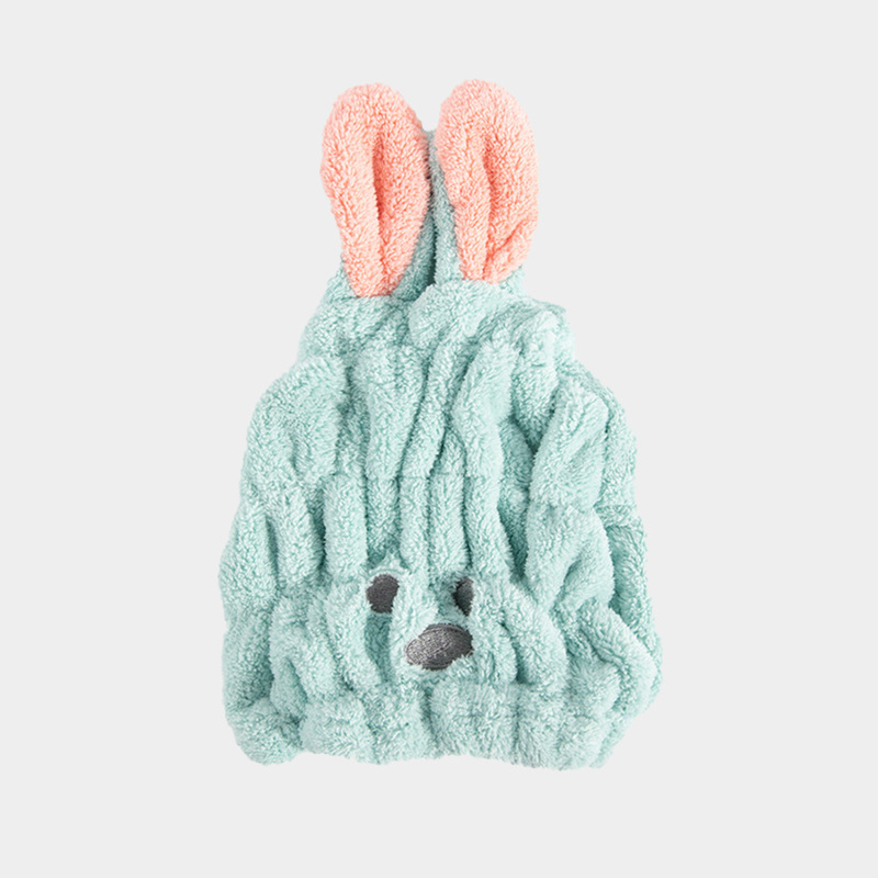 Tapa de secado de pelo lindo conejo de dibujos animados absorbente de secado rápido de coral polar ducha de pelo de los niños Toalla de pelo cerrado Toalla de secado de pelo