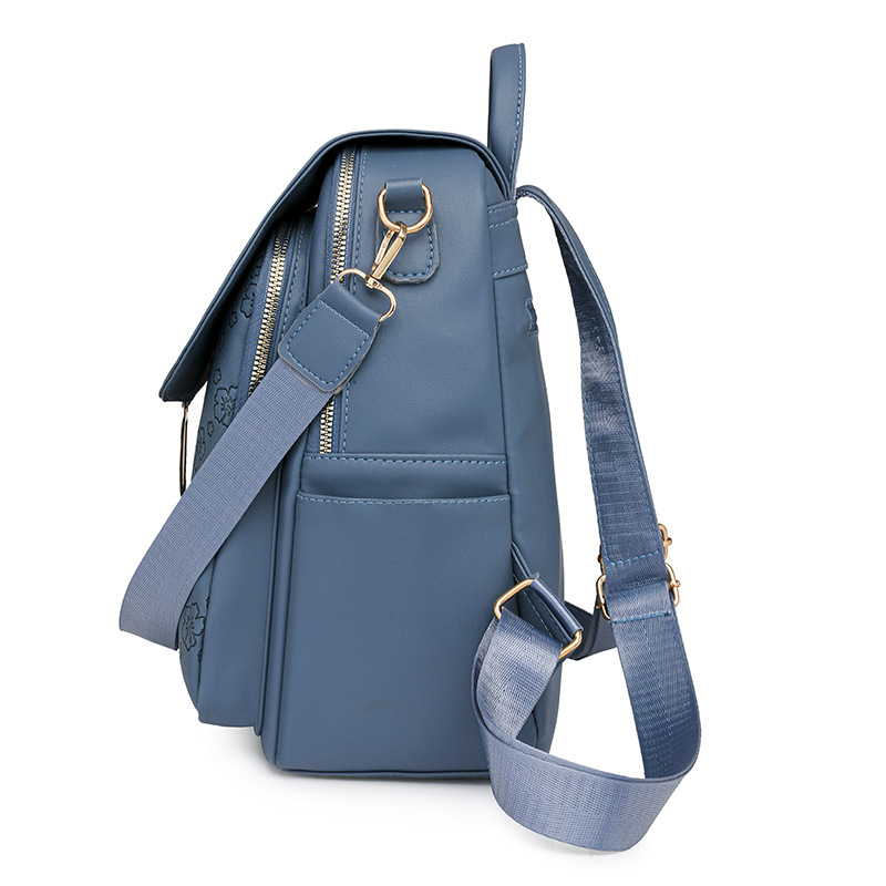 2025 primavera nuevo estilo casual mujer mochila de cuero suave moda simple en relieve mochila de viaje de gran capacidad bolso femenino