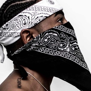 100% Cotton Square Scarf Cashew Flower Hip-Hop Cycling Face Towel Black Beauty Trendy Retro Double-Sided Headscarf 2025 Style