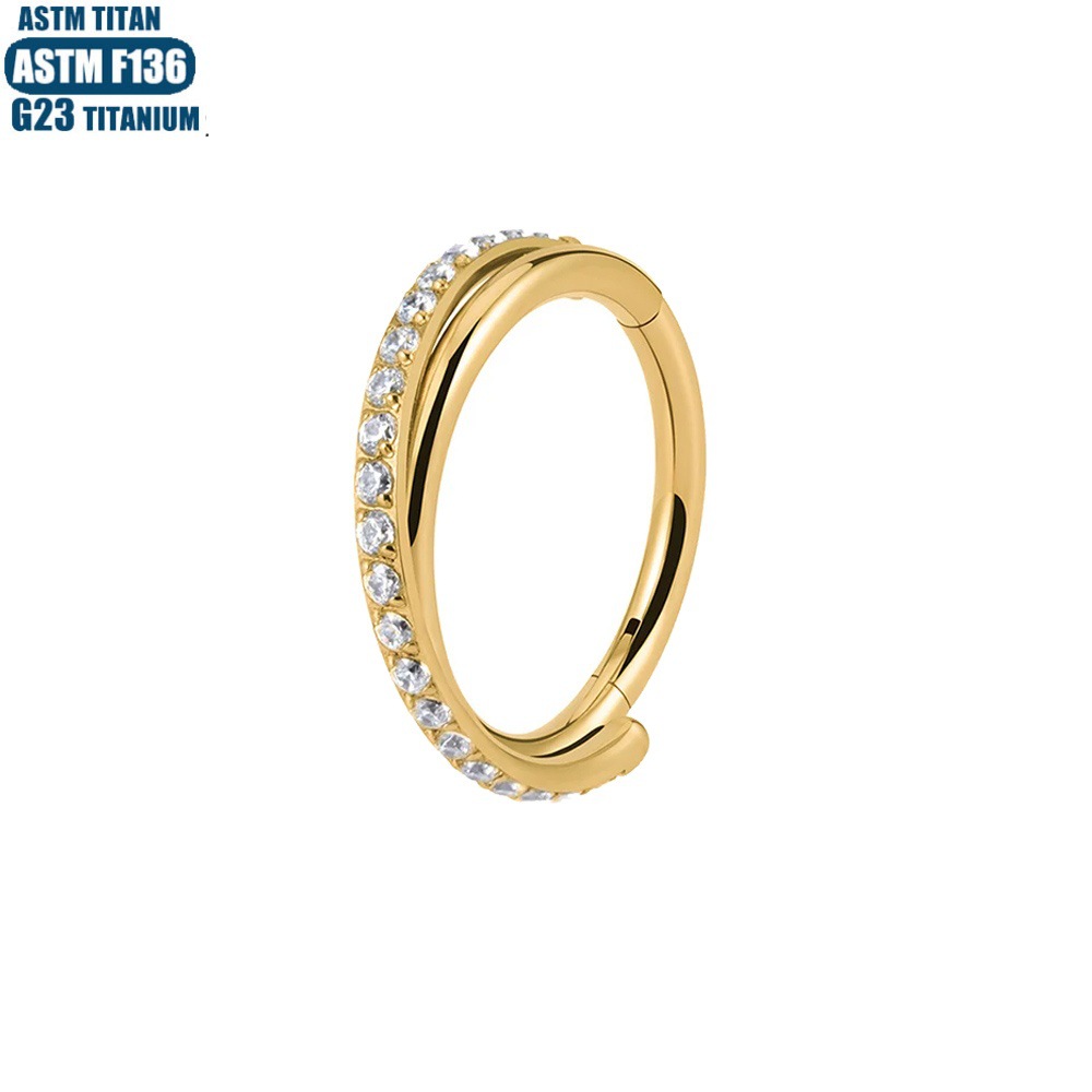 F136 Titanium Alloy Implant-Grade Nose Ring Zircon Earrings Seamless Ring Nose Ring Fashion Jewelry Septum Piercing Ear Bone Ring detail image 30