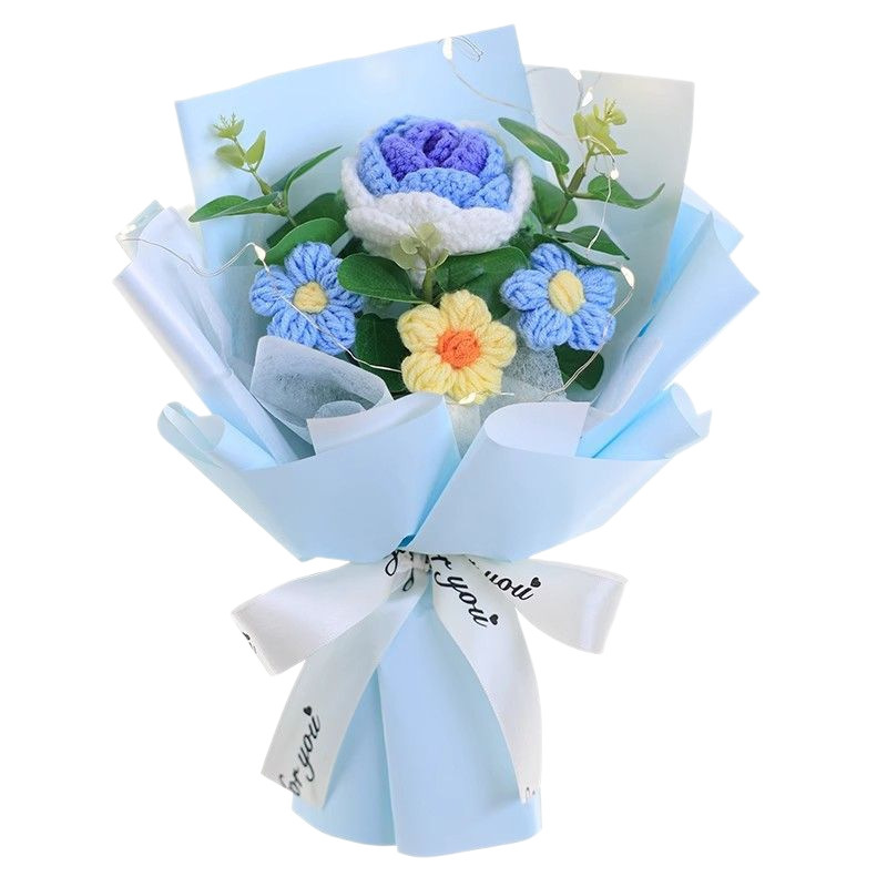 七夕教师节礼物女神节花束针织花毕业季小香风花束针织玫瑰花跨境|undefined