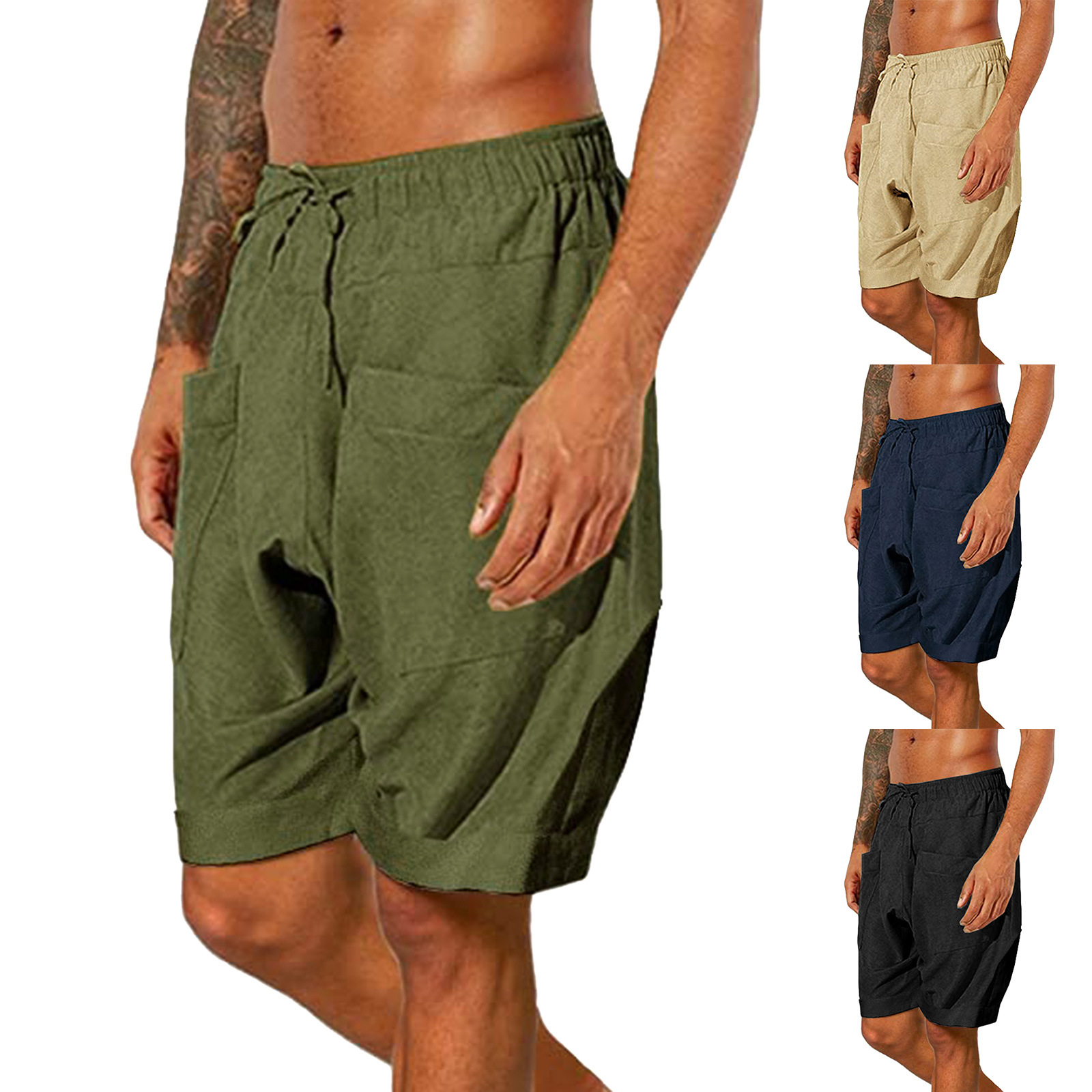 Abbigliamento da uomo Pantaloncini Pantaloni Casual Allentato Elastico in vita con coulisse Palestra Sport Cotone Bohemien con tasche_voghion.com