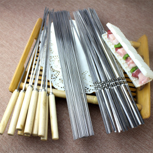 Stainless Steel Barbecue Skewers Flat Skewers Outdoor Lamb Skewers Barbecue Steel Skewers Iron Skewers Tool Set Supplies Barbecue Needles