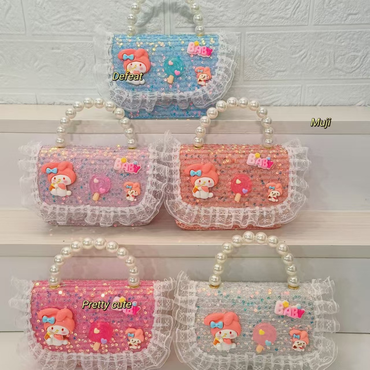 Bolso de perlas, bolso de dibujos animados, bolso de hombro, bolso para niños, bolso de cambio, bolso de cadena, bolso pequeño