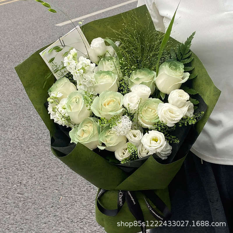 卓纤花材大牌纸潮流包花纸巴洛克绿色艺术礼品花艺材料鲜花包装纸