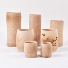 竹杯子无漆茶水杯啤酒竹筒杯炭化竹制酒杯logo雕刻