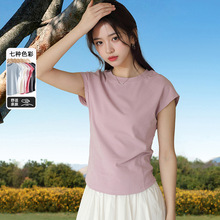 圆领时尚短袖衬衫女夏季新款韩系简约百搭修身显瘦设计感短款上衣
