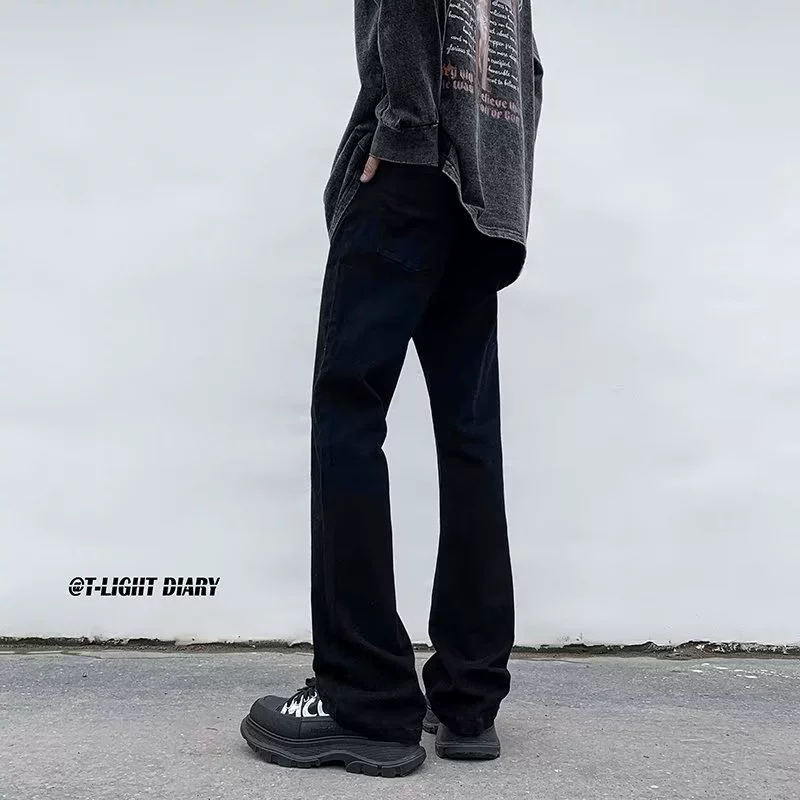 Черные брюки, джинсы, американский стиль, slim fit, свободный прямой крой, осень