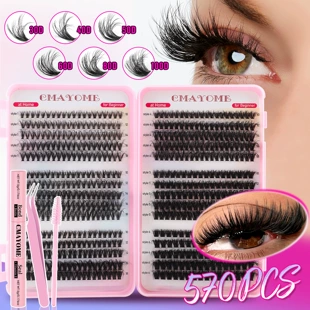 False Eyelash Set, Mixed Dense DIY Cluster Lashes 570 pcs, Multi-length & Densities