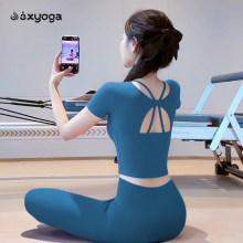 超好看的瑜伽服上衣女2026新款普拉提裸感美背短袖专业健身套装