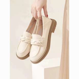 British Small Leather Shoes for Women 2025 Spring and Summer New Soft Leather Shoes Low Heel Versatile One-Legged Casual Loafers for Women