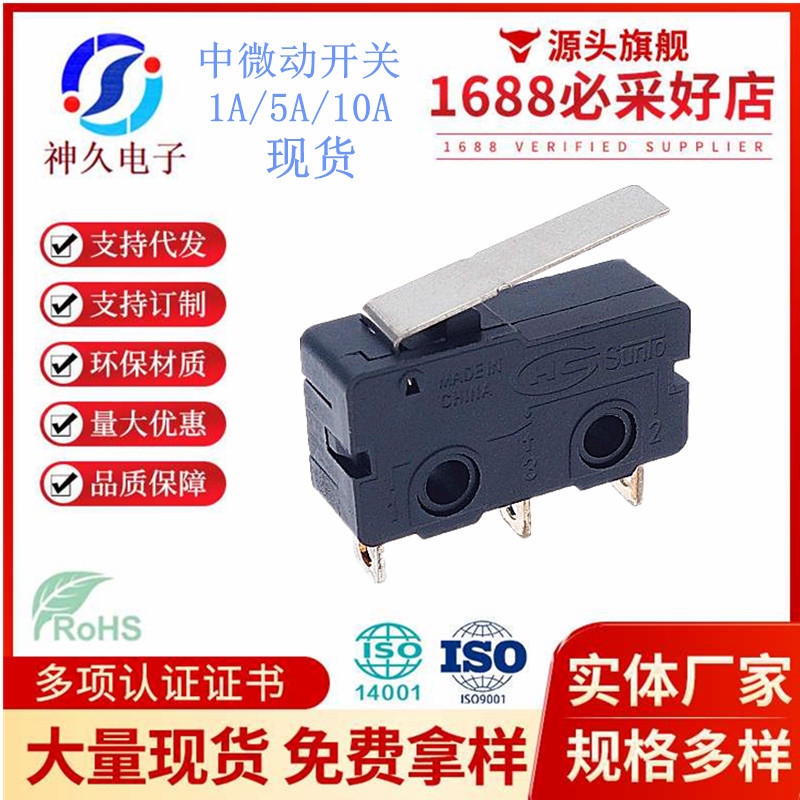 储物柜开关5A防水微动开关二脚限位开关SJ-ST-5L02H-G01P-019C