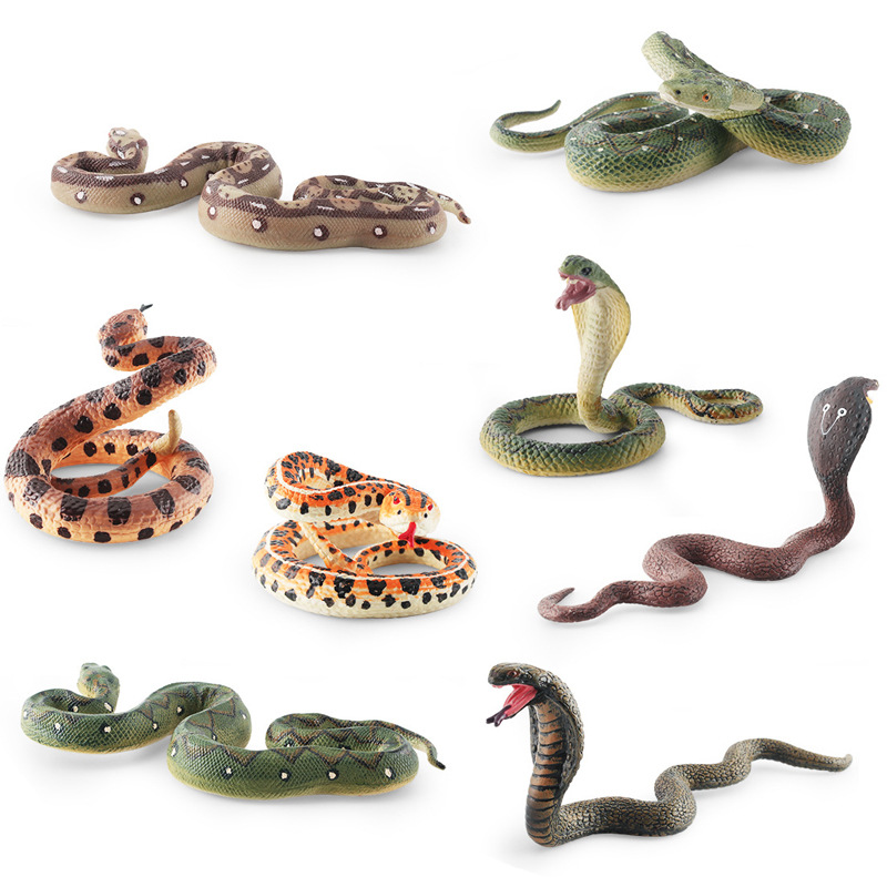 Transfronterizo de simulación anfibios reptiles Python modelo de serpientes de cascabel Cobra truco estático adornos de decoración de escritorio