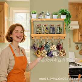 木制玄关整理架干花置物收纳挂架实木多用壁挂架家用多层置物木架