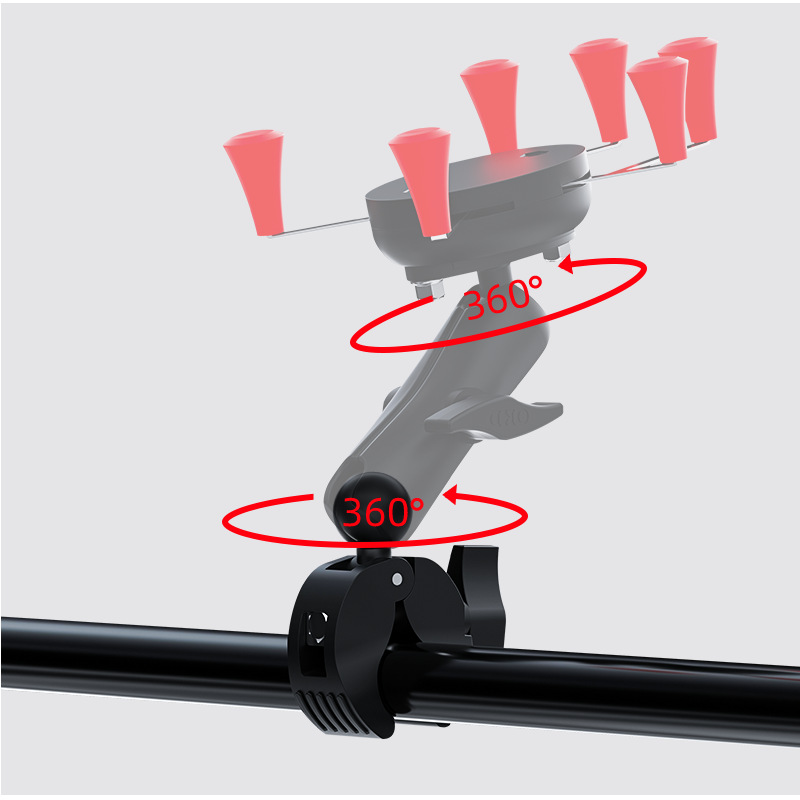 Cámara soporte del teléfono móvil de liberación rápida cabeza bola base transmisión en vivo montaje manillar giratorio fijo abrazadera fuerte