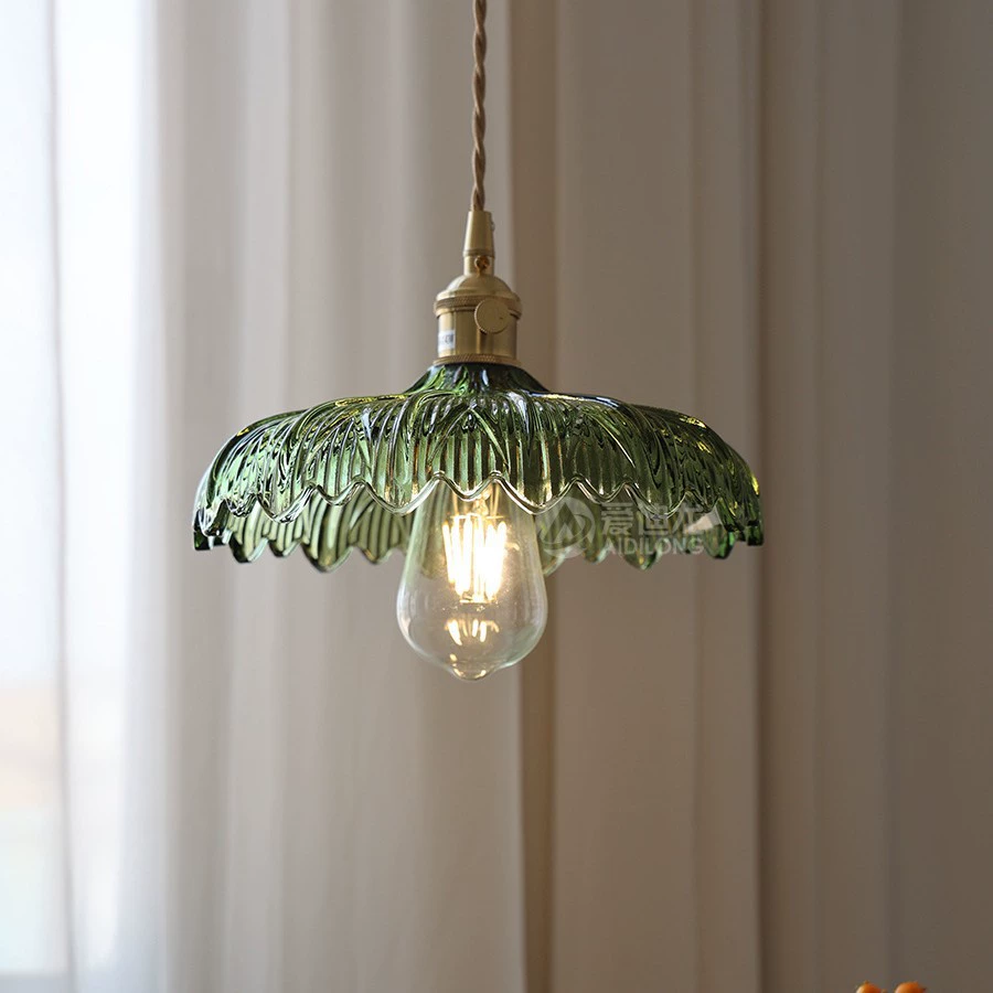Retro Brass Ceiling Lamp, Cristal Glass Flower Shade, 33×33×22 cm, Multiple Glass Colors