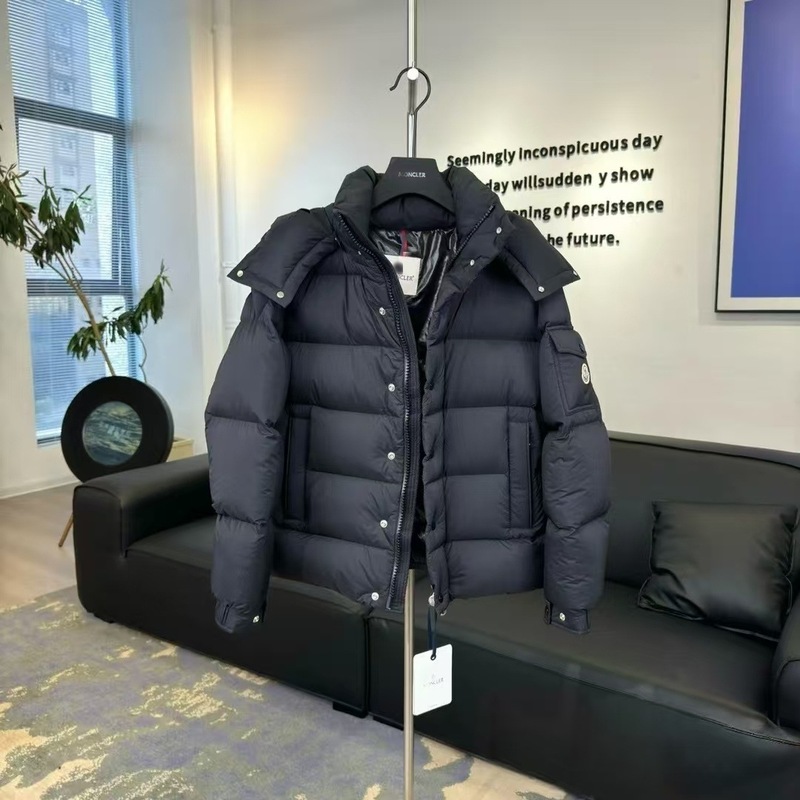 跨境正确蒙家新款哑光雾面加厚保暖防风连帽羽绒服男女款情侣外套|undefined
