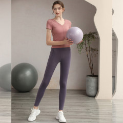 Women's Front and Back V-Neck Yoga Set 2023 Season Thin High-End Professional Fashion Slimming Running Exercise Fitness Clothing