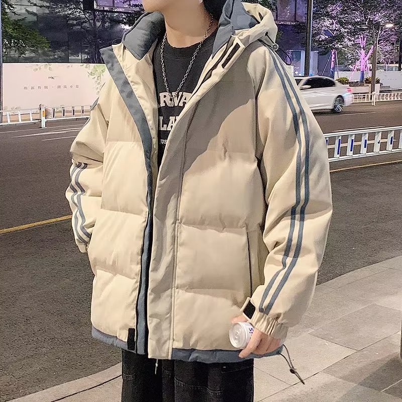 Chaqueta acolchada de algodón de dos piezas falsa japonesa de la Juventud para hombres y mujeres chaqueta acolchada de algodón engrosada con capucha de la pareja de invierno chaqueta acolchada de algodón