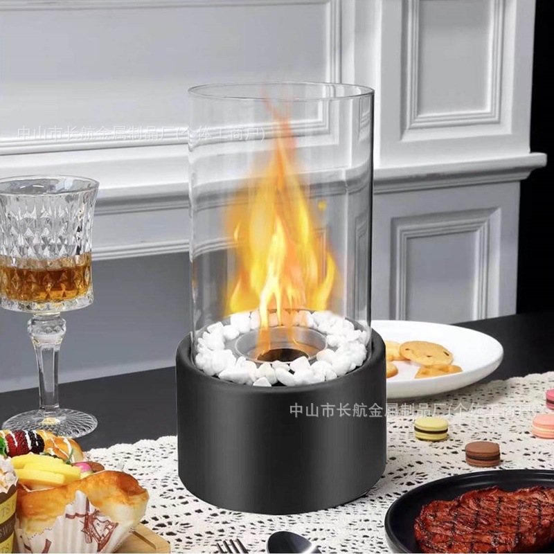 Cross-Border Alcohol Fireplace Ethanol Real Stove Round Bar Atmosphere Light Small Convenient Desktop Fireplace Indoor Stove