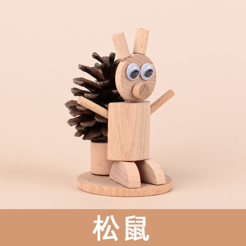 Paquete de materiales DIY para niños carpintería animal piezas de madera pila de ramas paquete de materiales de jardín de infantes juguetes hechos a mano