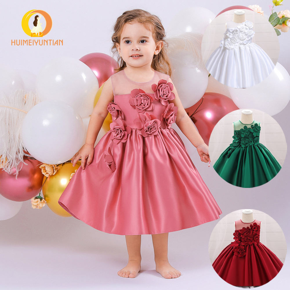 Eurasian 2024 New Women's Children's Baby Baby Birthday Full Moon Wedding Dress Cinderella Princess Dress