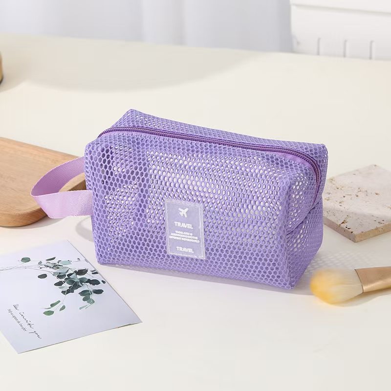 Nuevo producto transfronterizo bolsa de cosméticos de hilo de red para mujer de gran capacidad, sensación avanzada, bolsa de almacenamiento de lavado de viaje multifuncional