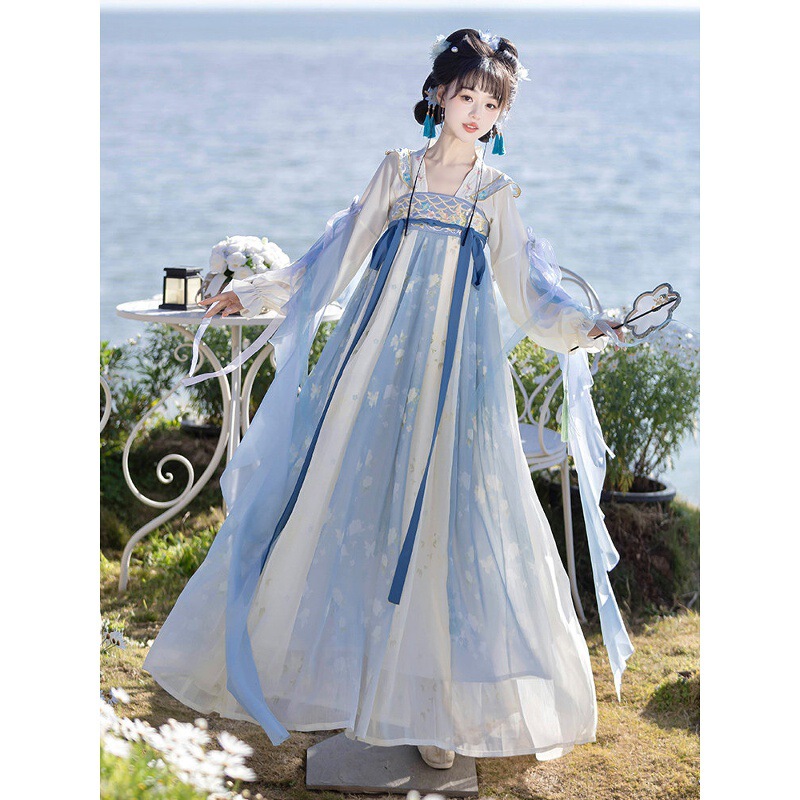 Luozhu Original Hanfu【Yunshan Zhi】Spring Season Tang-Style Han Elements Little Fairy One-Piece Dress Improved Version Daily Wear
