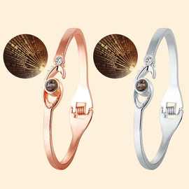 100种语言我爱你爱神之眼投影个性钛钢手镯个性时尚手饰图片定 制