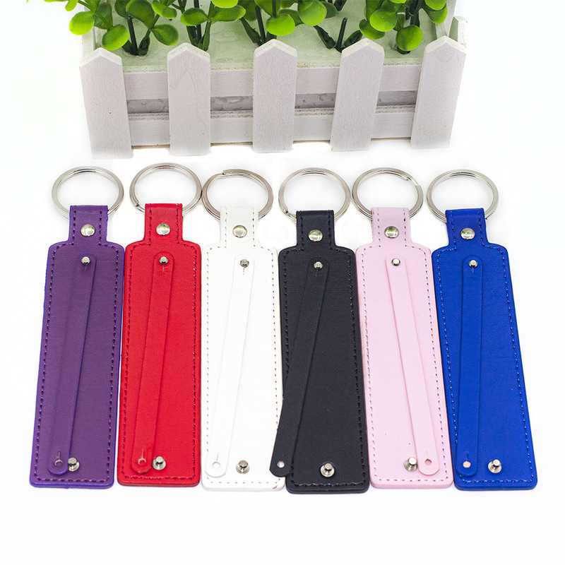 Alloy imitation leather key chain PU leather key ring couple mobile phone pendant diy personality creative small gift