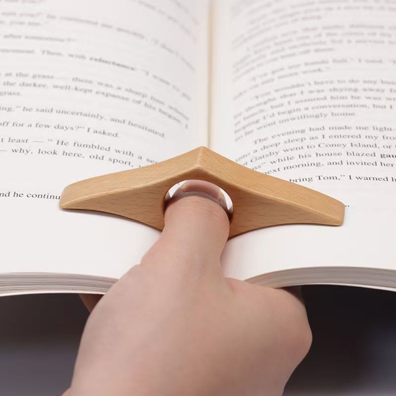 Venta caliente transfronteriza marcador de pulgar de madera clip de página de libro portátil prensa de libro perezoso lectura con una mano prensa de libro