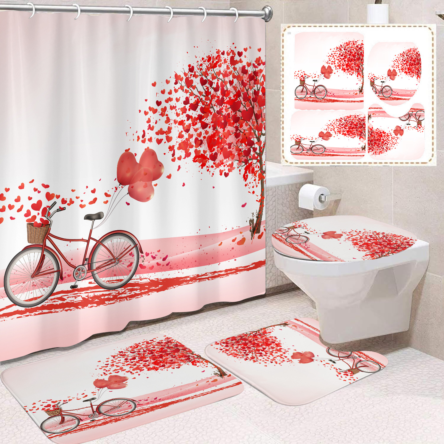 Cortina de ducha de poliéster con estampado digital de animales, impermeable, creativa, para baño, de Amazon, transfronteriza
