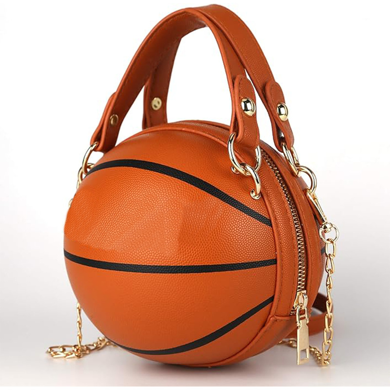 Personalized Round Ball Bag for Women, New Stylish Chain Bag, Shoulder Crossbody Bag, Handbag, Basketball Brown Shaped Bag
