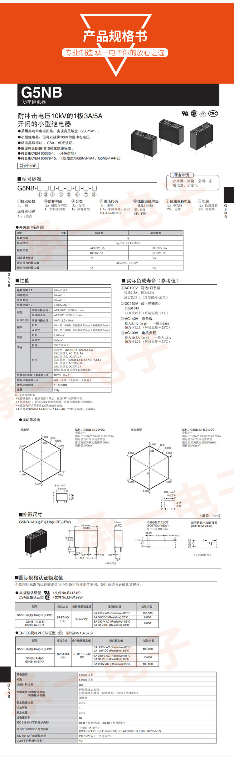 G5NB-1A-E-12VDC 24VDC原装欧姆龙功率继电器5A1极G5NB-1A-E-5VDC详情5