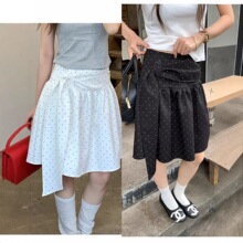 韩系波点半身裙女春夏秋2026新款甜美小个子复古设计感系A字短裙