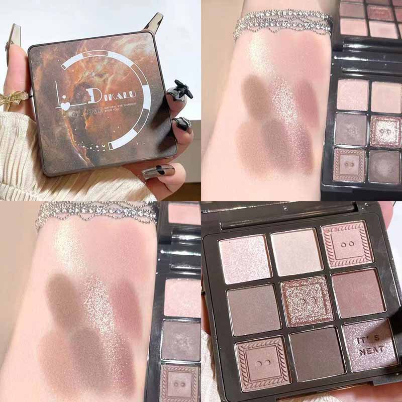 Dikalu Button Weaving Palette Secret Garden Eyeshadow Palette Milk Tea Sweater Palette Earth Color Matte Pearlescent Sequin