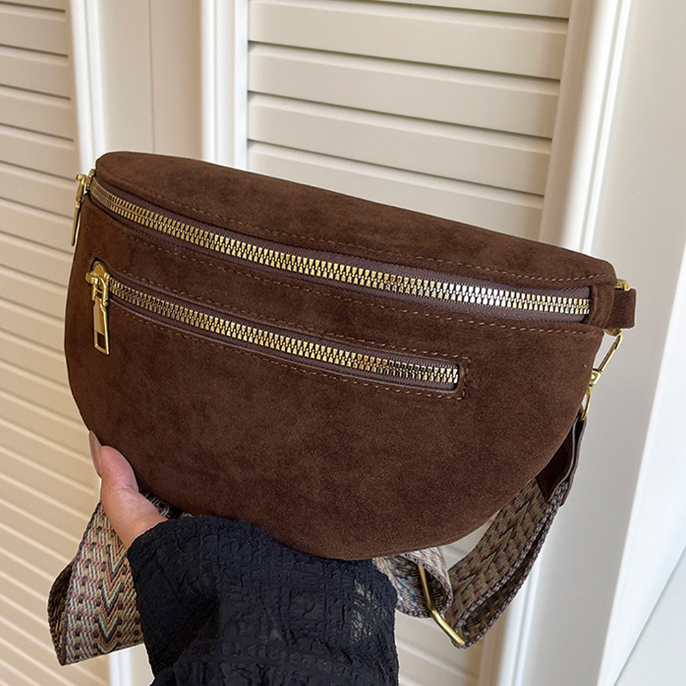 Trendy Cross-Border Fashion Chest Bag for Women, New Wide Shoulder Strap Waist Bag, Large Capacity Saddle Bag, Versatile Ins Crossbody Bag