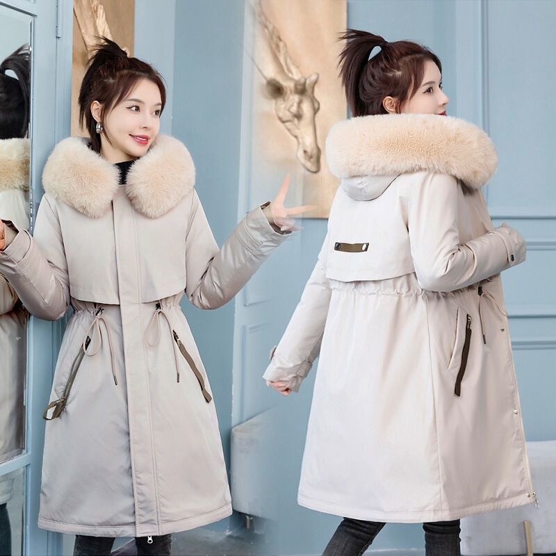 Detachable Parker cotton-padded jacket women's 2024 new Korean-style slimming mid-length down cotton-padded coat all-match jacket