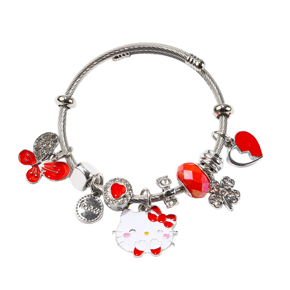 Браслет (Panjia) DIY с крупными отверстиями и подвесками в стиле Hello Kitty, 9×7×3 см